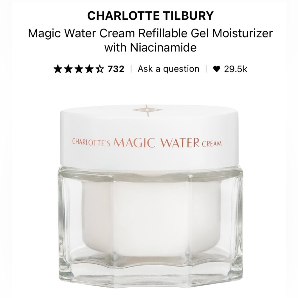 Charlotte Tilbury Magic Water Cream Gel Moisturizer- New in Box